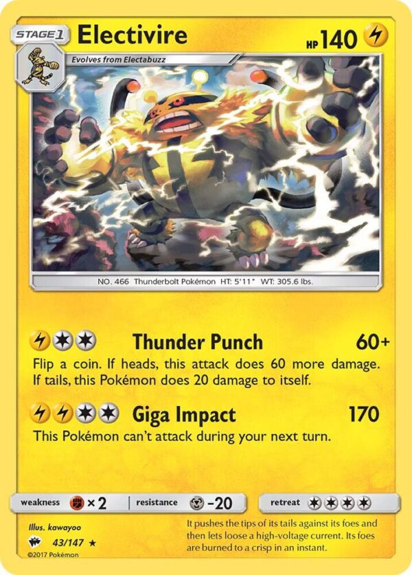 Electivire 43/147 Normal SM – Burning Shadows Electivire 43/147 Normal SM – Burning Shadows
