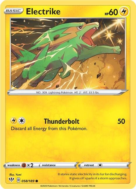 Electrike 058/189 Normal SWSH03: Darkness Ablaze Electrike 058/189 Normal SWSH03: Darkness Ablaze