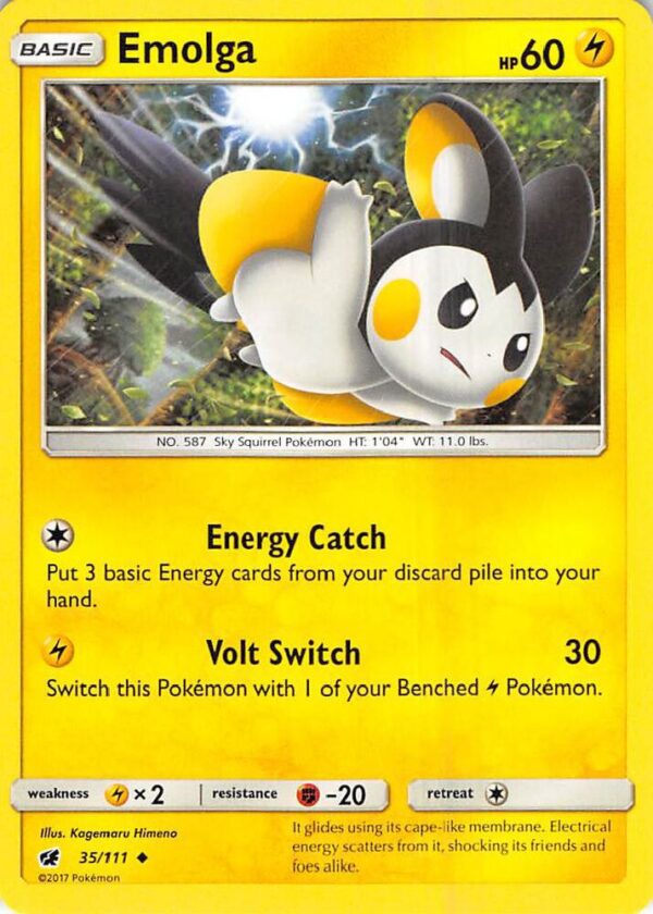 Emolga 35/111 Reverse Holofoil SM – Crimson Invasion Emolga 35/111 Reverse Holofoil SM – Crimson Invasion
