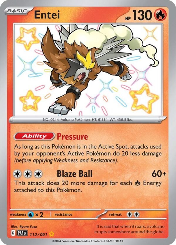 Entei 112/091 Holofoil SV: Paldean Fates Entei 112/091 Holofoil SV: Paldean Fates