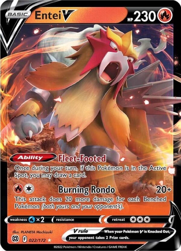Entei V 022/172 Holofoil SWSH09: Brilliant Stars Entei V 022/172 Holofoil SWSH09: Brilliant Stars