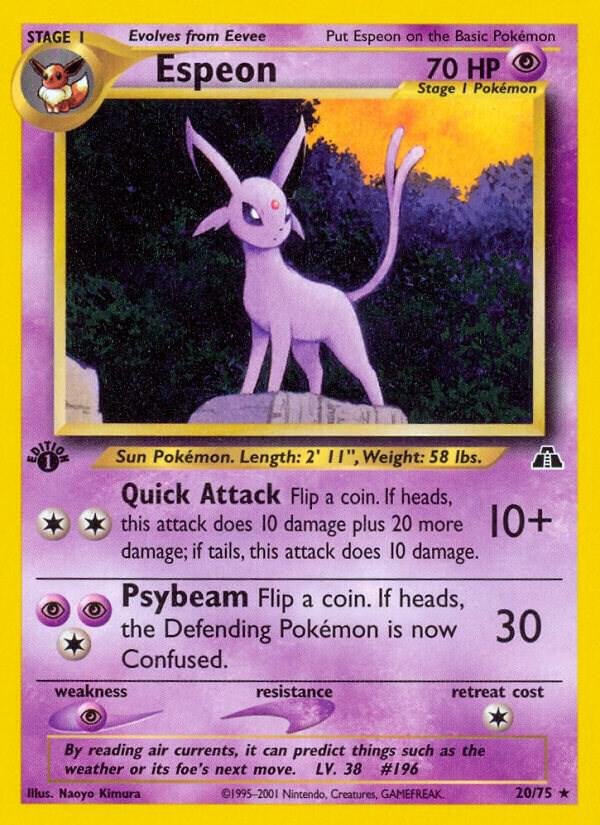 Espeon (20) 20/75 1st Edition Neo Discovery