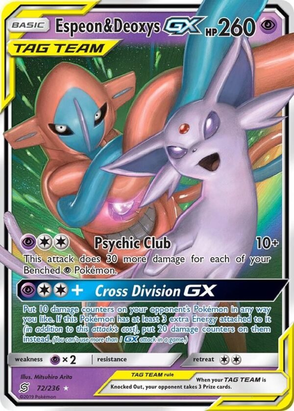 Espeon & Deoxys GX 72/236 Holofoil SM – Unified Minds Espeon & Deoxys GX 72/236 Holofoil SM – Unified Minds