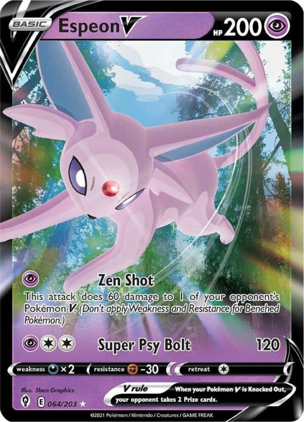 Espeon V 064/203 Holofoil SWSH07: Evolving Skies Espeon V 064/203 Holofoil SWSH07: Evolving Skies
