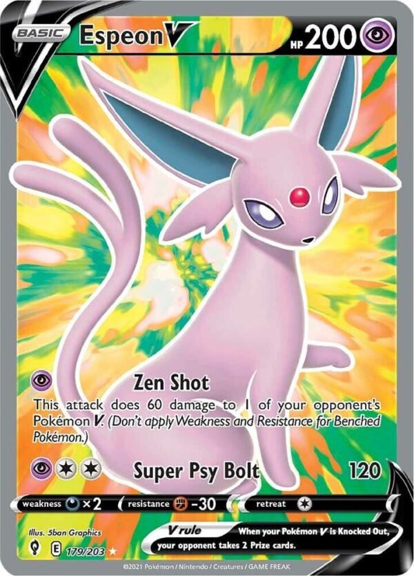 Espeon V (Full Art) 179/203 Holofoil SWSH07: Evolving Skies