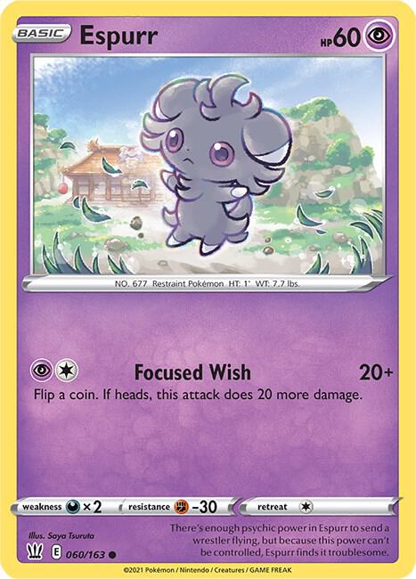 Espurr 060/163 Normal SWSH05: Battle Styles Espurr 060/163 Normal SWSH05: Battle Styles