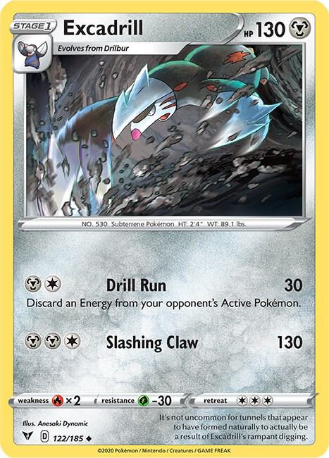 Excadrill 122/185 Reverse Holofoil SWSH04: Vivid Voltage Excadrill 122/185 Reverse Holofoil SWSH04: Vivid Voltage