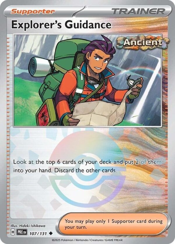 Explorer’s Guidance (Poke Ball Pattern) 107/131 Holofoil SV: Prismatic Evolutions Explorer’s Guidance (Poke Ball Pattern) 107/131 Holofoil SV: Prismatic Evolutions