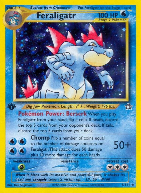 Feraligatr (4) 004/111 1st Edition Holofoil Neo Genesis Feraligatr (4) 004/111 1st Edition Holofoil Neo Genesis