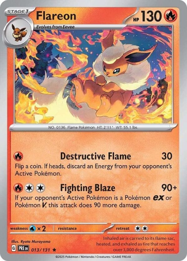 Flareon 013/131 Reverse Holofoil SV: Prismatic Evolutions Flareon 013/131 Reverse Holofoil SV: Prismatic Evolutions