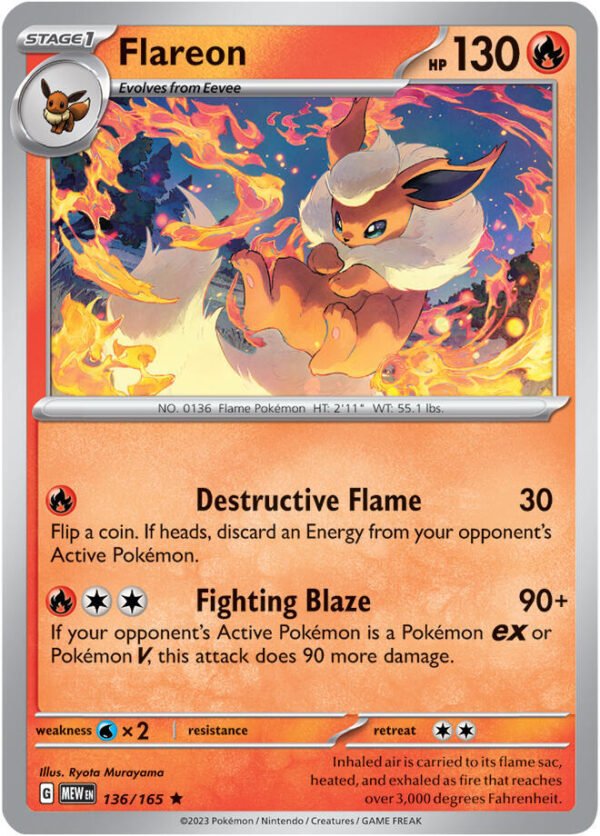 Flareon 136/165 Reverse Holofoil SV: Scarlet & Violet 151