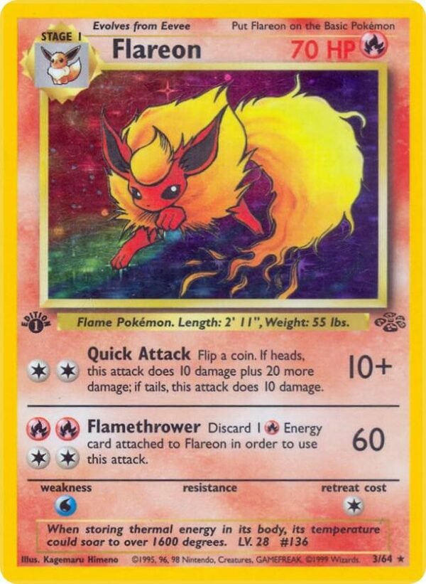 Flareon (3) 03/64 1st Edition Holofoil Jungle