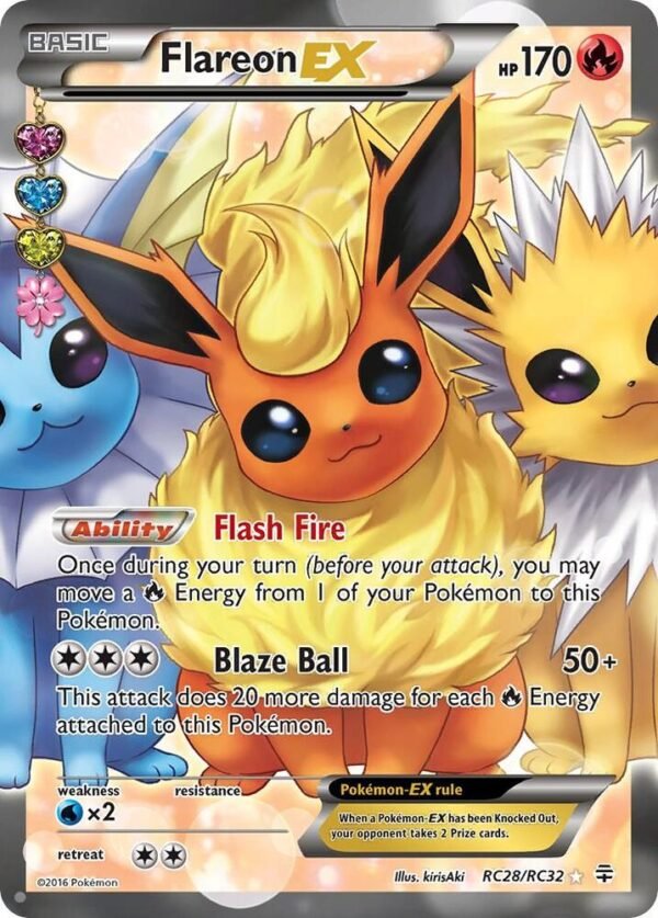 Flareon EX (Full Art) RC28/RC32 Holofoil Generations: Radiant Collection Flareon EX (Full Art) RC28/RC32 Holofoil Generations: Radiant Collection