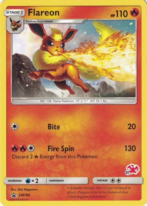 Flareon SM186 (#27 Charizard Stamped) Normal Battle Academy Flareon SM186 (#27 Charizard Stamped) Normal Battle Academy