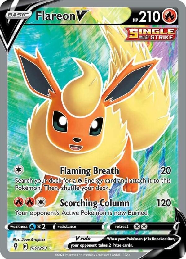Flareon V (Full Art) 169/203 Holofoil SWSH07: Evolving Skies