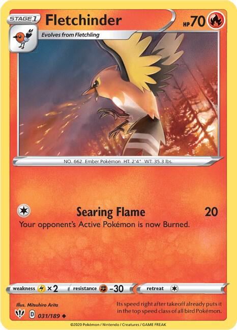 Fletchinder 031/189 Normal SWSH03: Darkness Ablaze