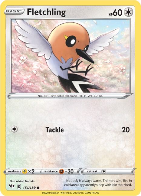 Fletchling 151/189 Normal SWSH03: Darkness Ablaze Fletchling 151/189 Normal SWSH03: Darkness Ablaze
