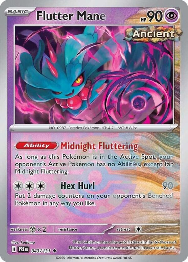 Flutter Mane (Master Ball Pattern) 043/131 Holofoil SV: Prismatic Evolutions Flutter Mane (Master Ball Pattern) 043/131 Holofoil SV: Prismatic Evolutions
