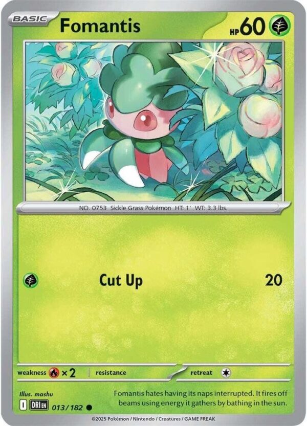 Fomantis 013/182 Reverse Holofoil SV10: Destined Rivals Fomantis 013/182 Reverse Holofoil SV10: Destined Rivals