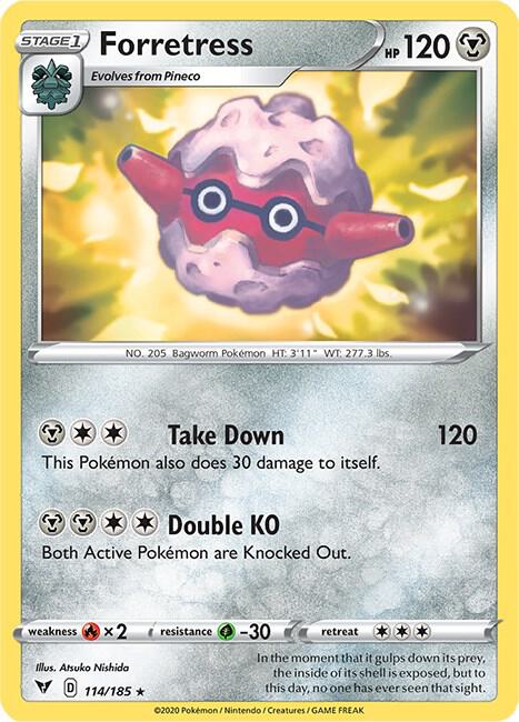 Forretress 114/185 Reverse Holofoil SWSH04: Vivid Voltage Forretress 114/185 Reverse Holofoil SWSH04: Vivid Voltage