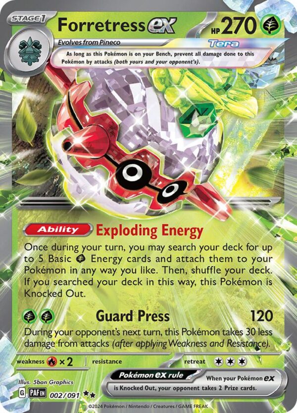 Forretress ex 002/091 Holofoil SV: Paldean Fates