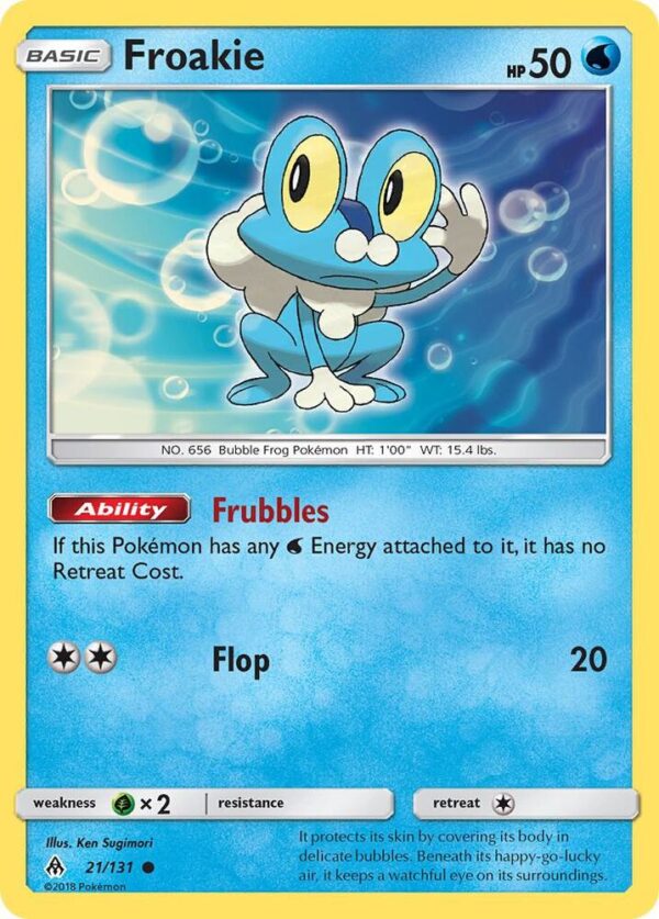 Froakie (21) 21/131 Reverse Holofoil SM – Forbidden Light Froakie (21) 21/131 Reverse Holofoil SM – Forbidden Light