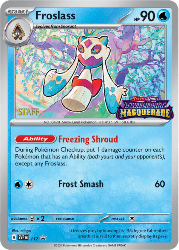 Froslass 117 (Prerelease) [Staff] Holofoil SV: Scarlet & Violet Promo Cards