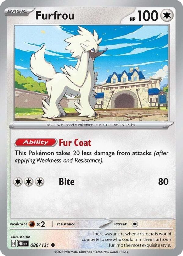 Furfrou 088/131 Reverse Holofoil SV: Prismatic Evolutions Furfrou 088/131 Reverse Holofoil SV: Prismatic Evolutions