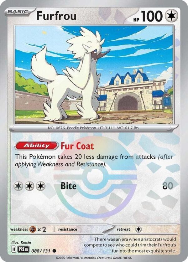 Furfrou (Poke Ball Pattern) 088/131 Holofoil SV: Prismatic Evolutions Furfrou (Poke Ball Pattern) 088/131 Holofoil SV: Prismatic Evolutions
