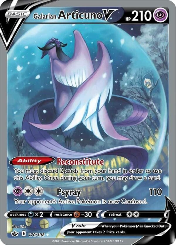 Galarian Articuno V (Alternate Full Art) 170/198 Holofoil SWSH06: Chilling Reign Galarian Articuno V (Alternate Full Art) 170/198 Holofoil SWSH06: Chilling Reign