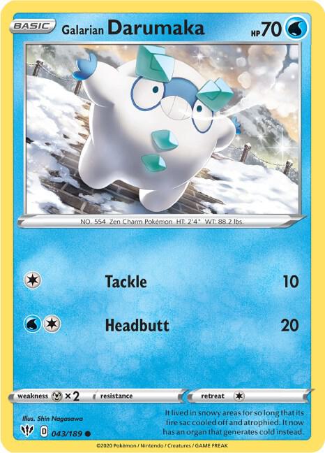 Galarian Darumaka 043/189 Normal SWSH03: Darkness Ablaze