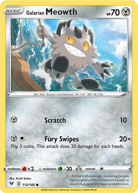 Galarian Meowth 112/185 Normal SWSH04: Vivid Voltage