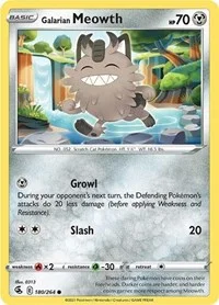 Galarian Meowth | 180/264 | Reverse Holofoil | SWSH08: Fusion Strike