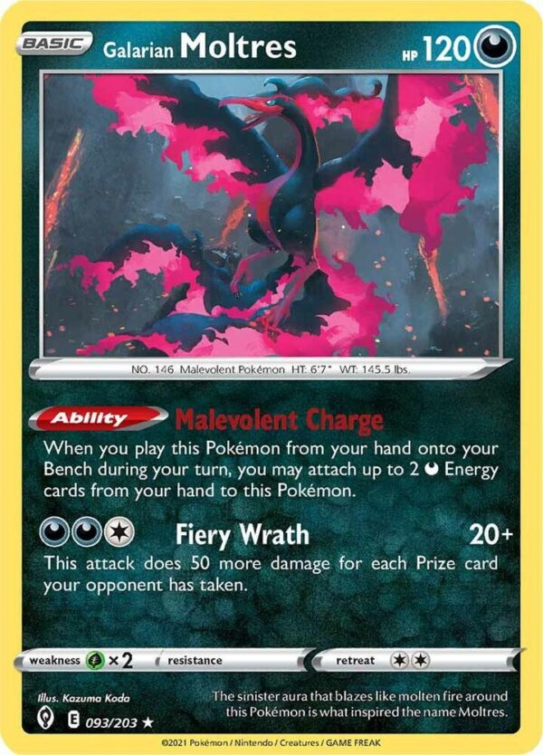 Galarian Moltres 093/203 Reverse Holofoil SWSH07: Evolving Skies