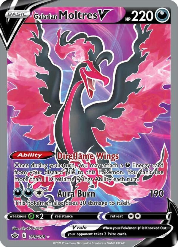Galarian Moltres V (Full Art) 176/198 Holofoil SWSH06: Chilling Reign