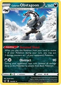 Galarian Obstagoon | 119/202 | Holofoil | SWSH01: Sword & Shield Base Set Galarian Obstagoon | 119/202 | Holofoil | SWSH01: Sword & Shield Base Set