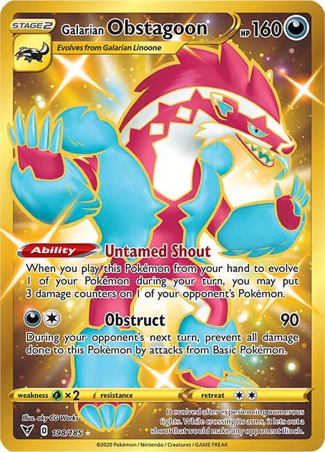 Galarian Obstagoon (Secret) 198/185 Holofoil SWSH04: Vivid Voltage