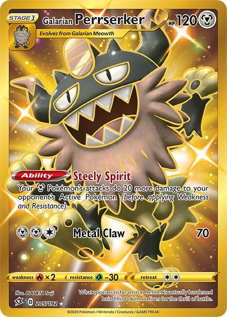 Galarian Perrserker (Secret) 205/192 Holofoil SWSH02: Rebel Clash