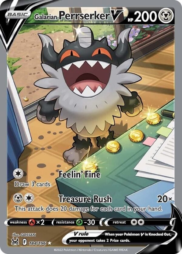 Galarian Perrserker V (Alternate Full Art) 184/196 Holofoil SWSH11: Lost Origin