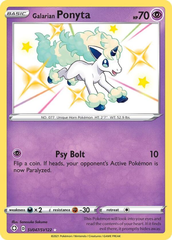 Galarian Ponyta SV047/SV122 Holofoil Shining Fates: Shiny Vault Galarian Ponyta SV047/SV122 Holofoil Shining Fates: Shiny Vault