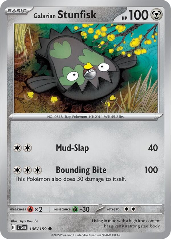 Galarian Stunfisk 106/159 Reverse Holofoil SV09: Journey Together Galarian Stunfisk 106/159 Reverse Holofoil SV09: Journey Together