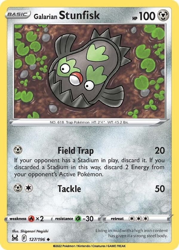 Galarian Stunfisk 127/196 Reverse Holofoil SWSH11: Lost Origin Galarian Stunfisk 127/196 Reverse Holofoil SWSH11: Lost Origin