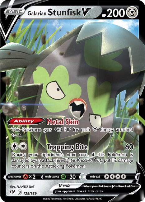 Galarian Stunfisk V 128/189 Holofoil SWSH03: Darkness Ablaze Galarian Stunfisk V 128/189 Holofoil SWSH03: Darkness Ablaze