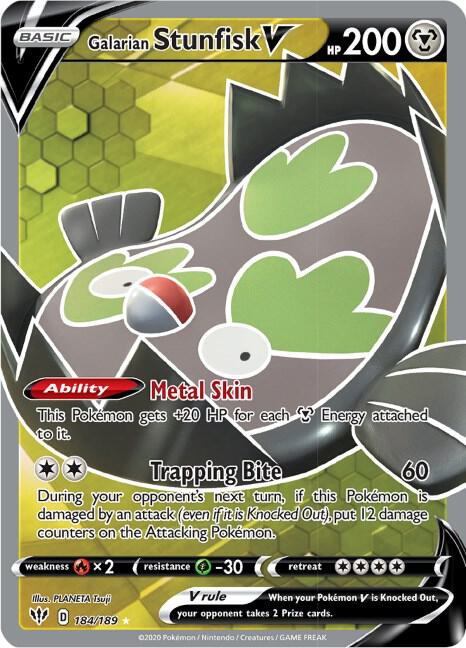 Galarian Stunfisk V (Full Art) 184/189 Holofoil SWSH03: Darkness Ablaze Galarian Stunfisk V (Full Art) 184/189 Holofoil SWSH03: Darkness Ablaze
