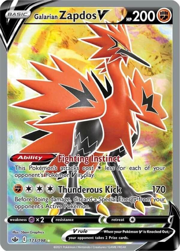 Galarian Zapdos V (Full Art) 173/198 Holofoil SWSH06: Chilling Reign