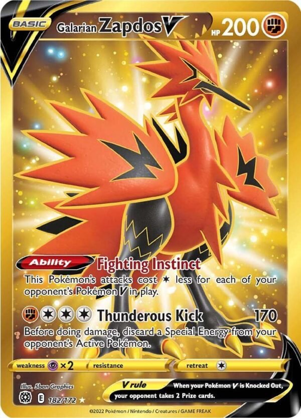 Galarian Zapdos V (Secret) 182/172 Holofoil SWSH09: Brilliant Stars