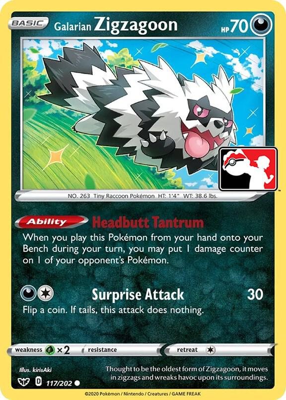 Galarian Zigzagoon 117/202 Holofoil Prize Pack Series Cards
