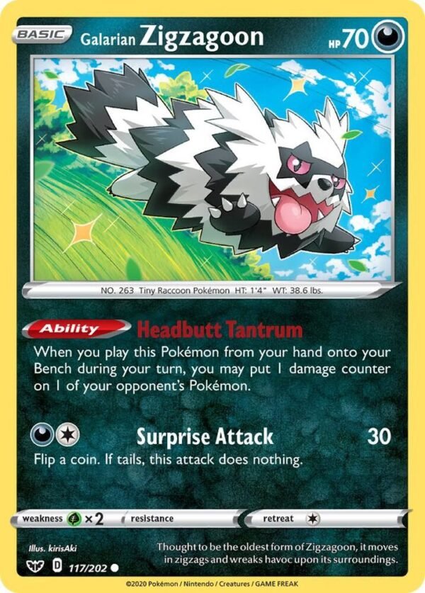 Galarian Zigzagoon 117/202 Normal SWSH01: Sword & Shield Base Set Galarian Zigzagoon 117/202 Normal SWSH01: Sword & Shield Base Set