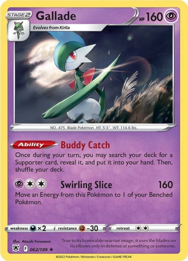 Gallade 062/189 Reverse Holofoil SWSH10: Astral Radiance Gallade 062/189 Reverse Holofoil SWSH10: Astral Radiance