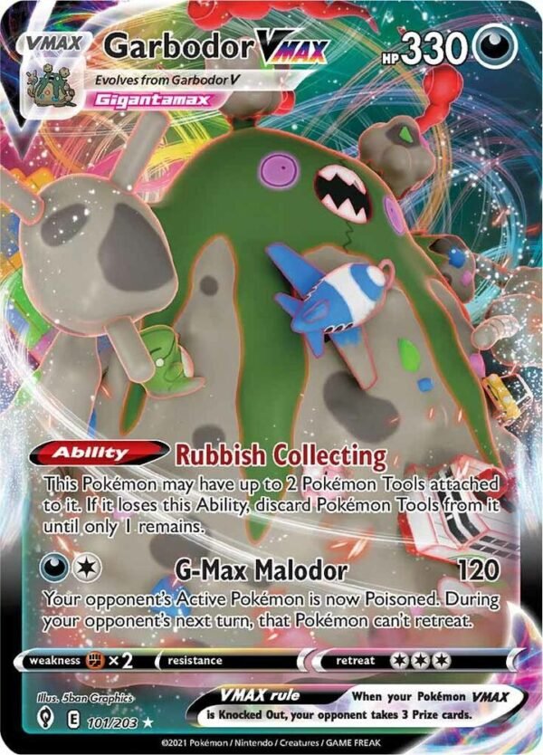 Garbodor VMAX 101/203 Holofoil SWSH07: Evolving Skies Garbodor VMAX 101/203 Holofoil SWSH07: Evolving Skies